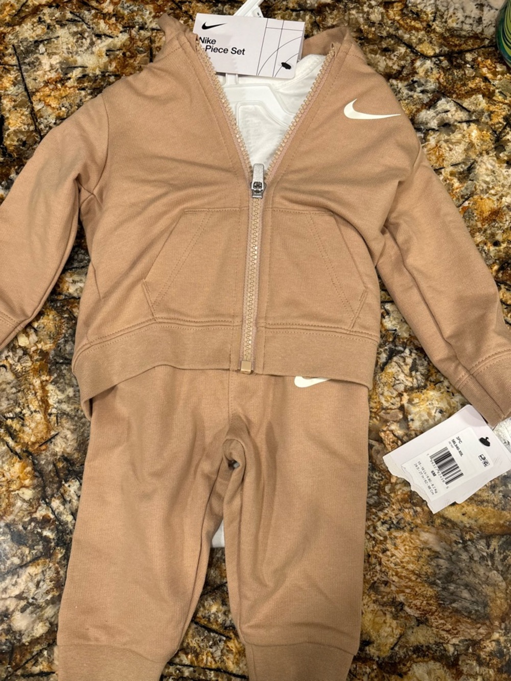 Nike Kids Tan Zip-Up One-Piece Bodysuit